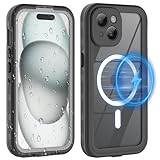 WindRen für iPhone 15 Hülle Wasserdicht für MagSafe, 360 Grad Outdoor Schutzhülle mit Displayschutz, Wasserfest Handyhülle Staubdicht Stoßfest Panzerhülle für iPhone 15 Case 6,1' - Schwarz