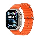 Apple Watch Ultra 2 (GPS + Cellular, 49 mm) Smartwatch mit robustem Titangehäuse und Ocean Band Armband in Orange. Fitnesstracker, präzises GPS, extra Lange Batterielaufzeit, helles Retina Display