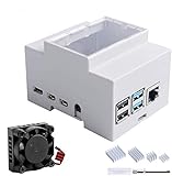 GeeekPi Schutzhülle für Raspberry Pi 4 auf DIN-Schiene – Modulare Box für elektrische Panels, Raspberry Pi 4 Case mit Fan,Raspberry Pi Heatsink für Raspberry Pi 4 Model B 2 GB 4 GB 8 GB