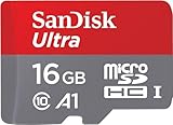 SanDisk Ultra 16 GB microSDHC Memory Card + SD Adapter with A1 App Performance Up to 98 MB/s, Class 10, U1 , Red